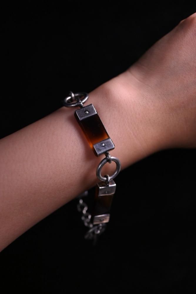 Vintage silver  amber bracelet