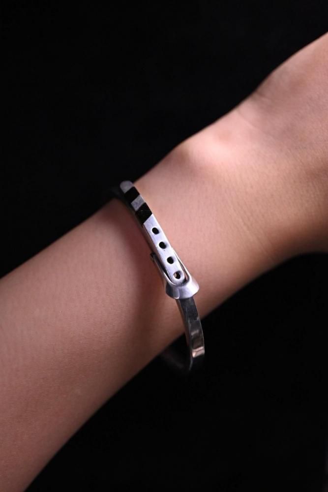Vintage silver  onyx belt bracelet
