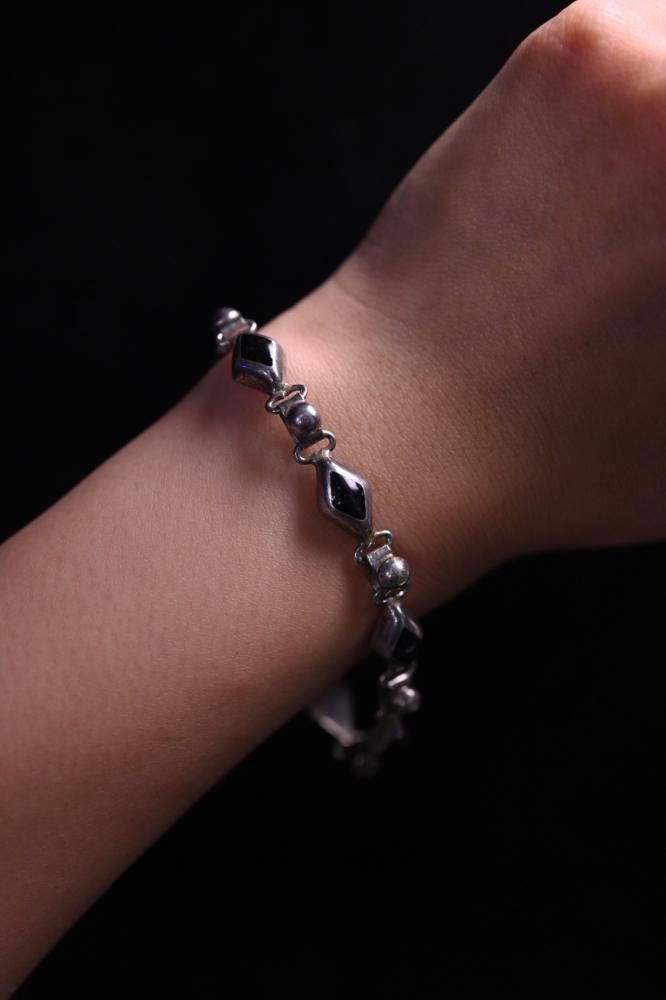 Vintage silver  onyx bracelet