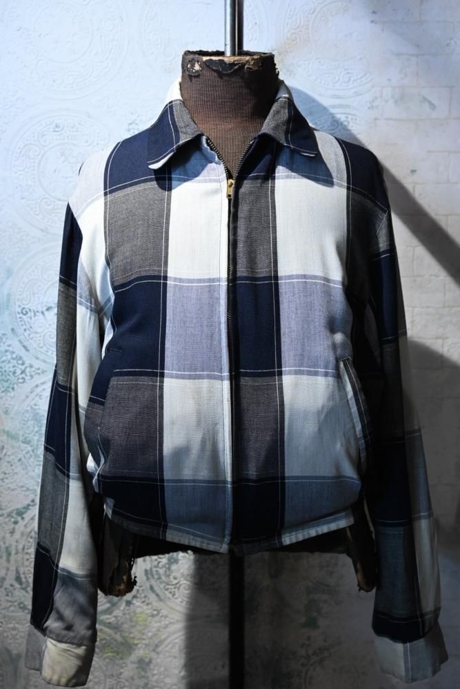 us 1950's rayon slab  check reversible jacket