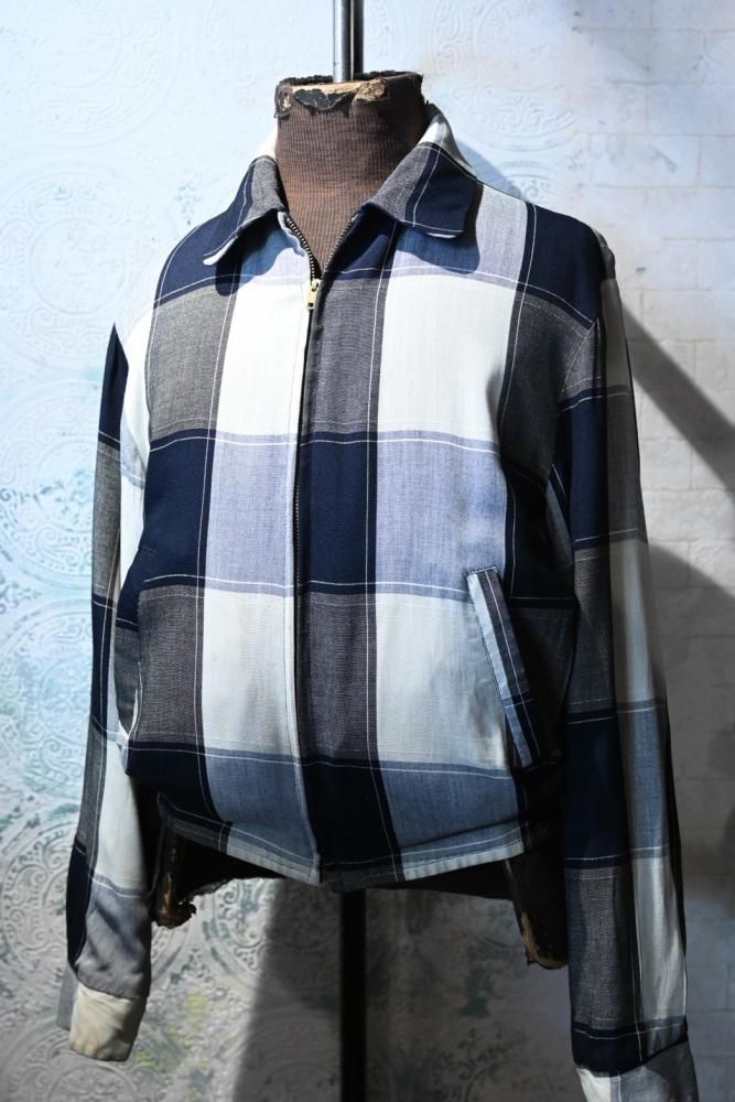 us 1950's rayon slab  check reversible jacket