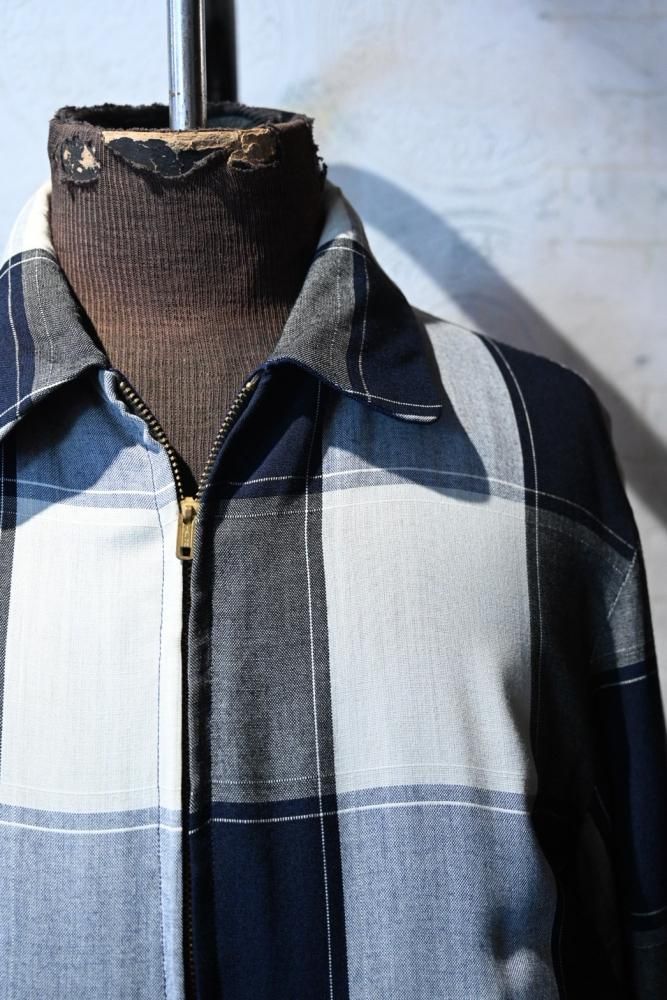 us 1950's rayon slab  check reversible jacket