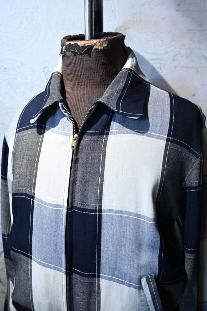 us 1950's rayon slab  check reversible jacket