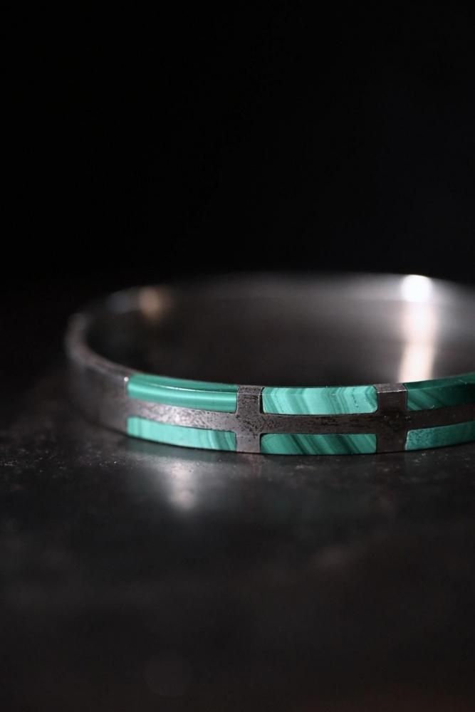 Vintage silver  malachite bracelet