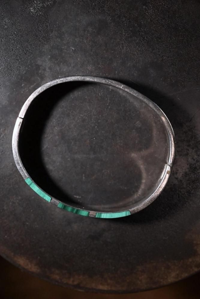 Vintage silver  malachite bracelet