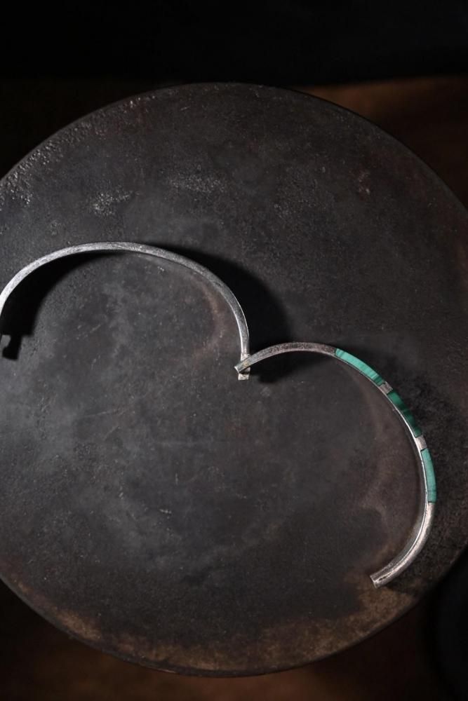 Vintage silver  malachite bracelet