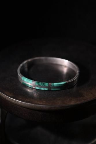 Vintage silver  malachite bracelet