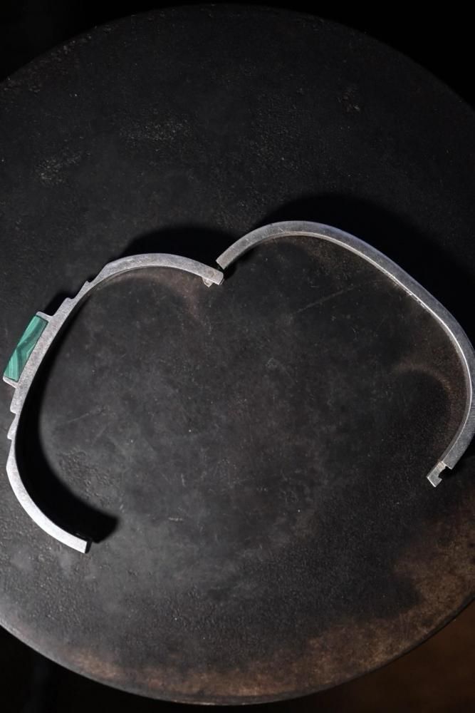 Vintage silver  malachite bracelet