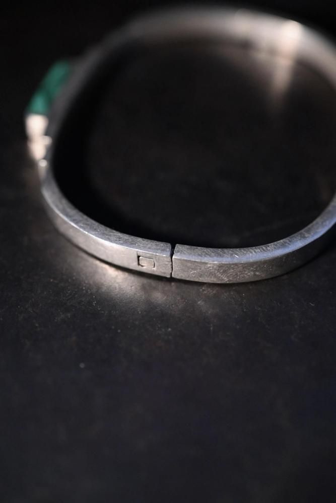 Vintage silver  malachite bracelet