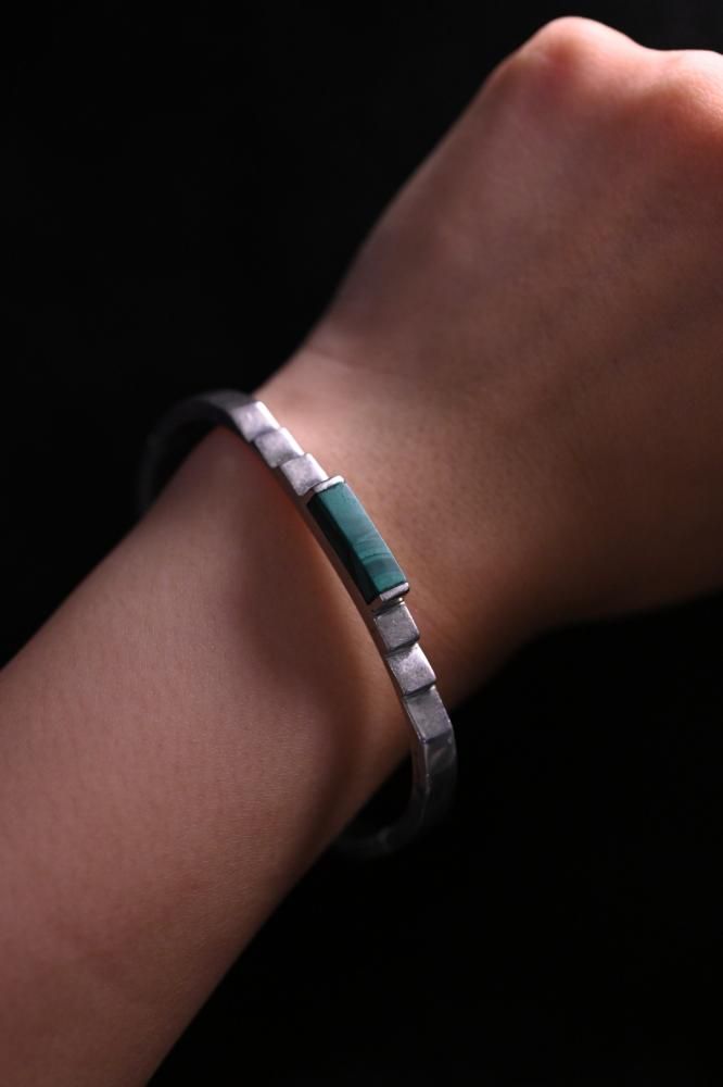 Vintage silver  malachite bracelet