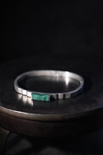 Vintage silver  malachite bracelet
