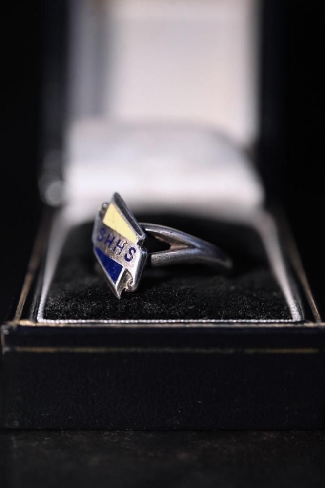 Mid 20th silver college ring