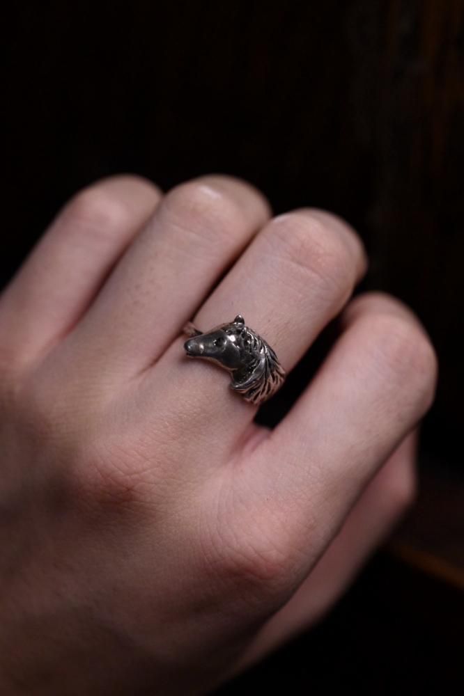Vintage silver horse ring