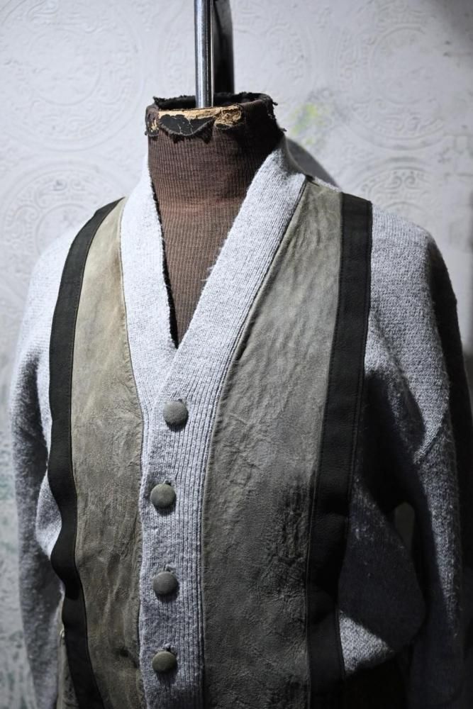 us 1970's suede  knit cardigan