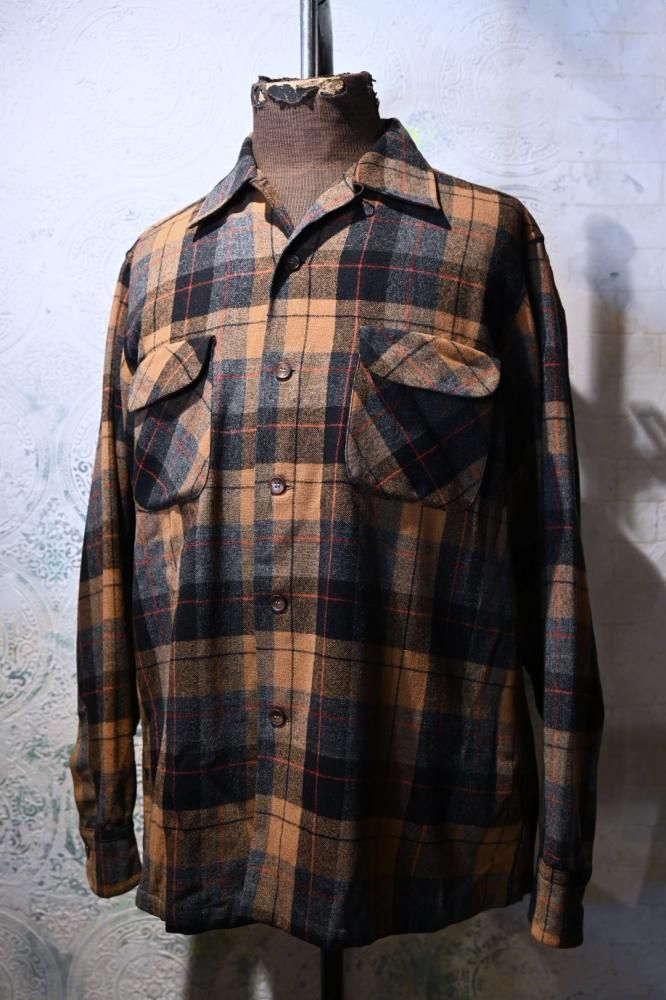 us 1950's~ "Pendleton" wool check shirt
