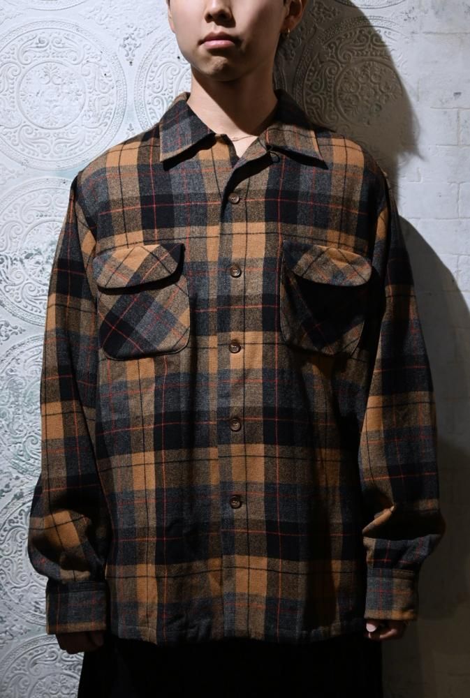 us 1950's~ "Pendleton" wool check shirt