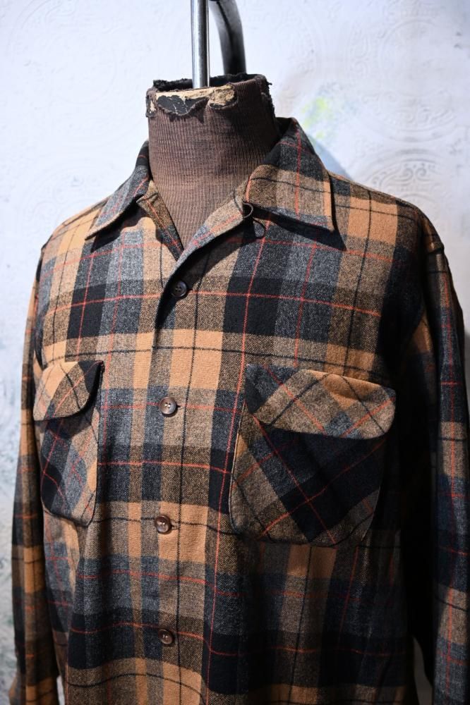 us 1950's~ "Pendleton" wool check shirt