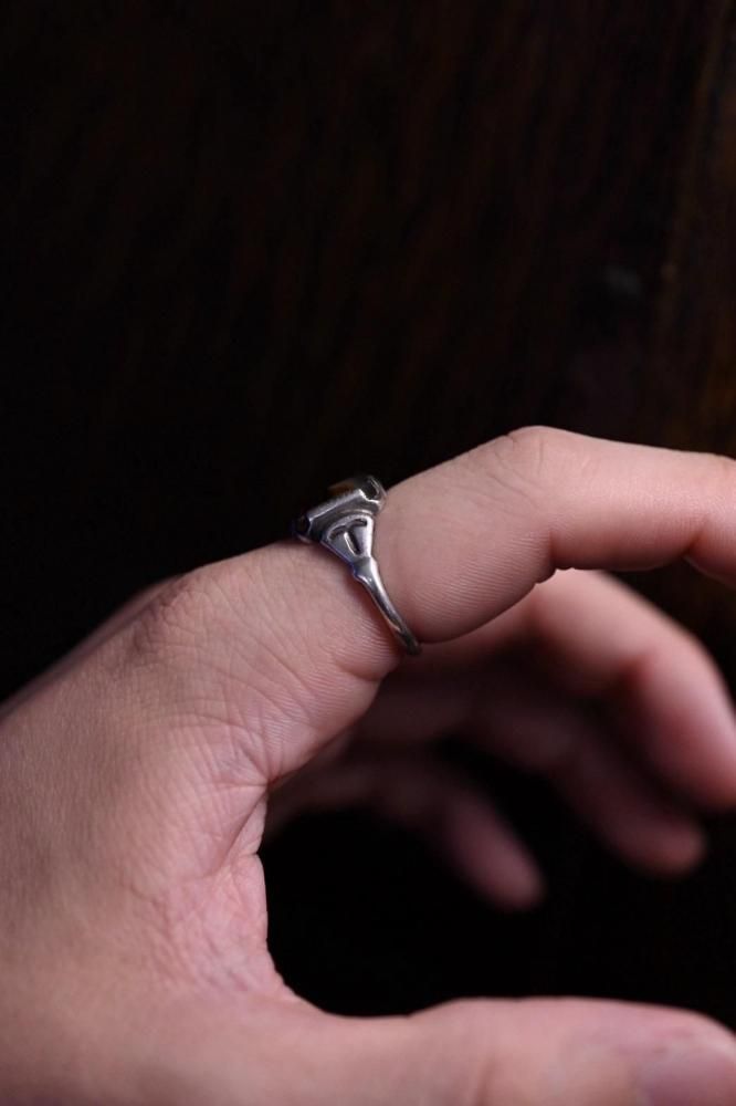 Mid 20th silver  agate ring