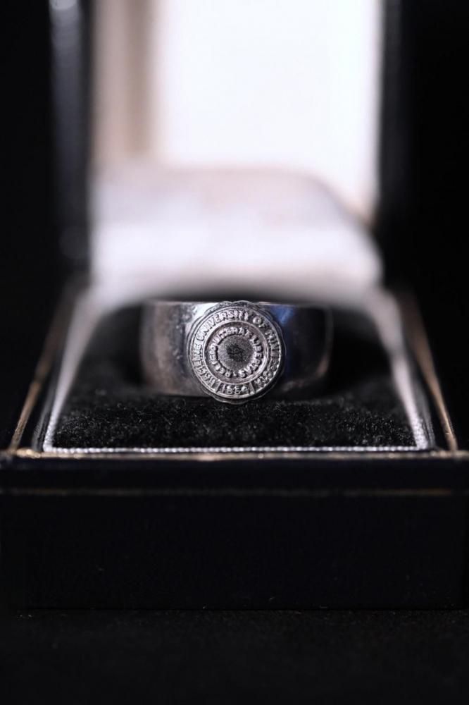 Vintage silver college ring