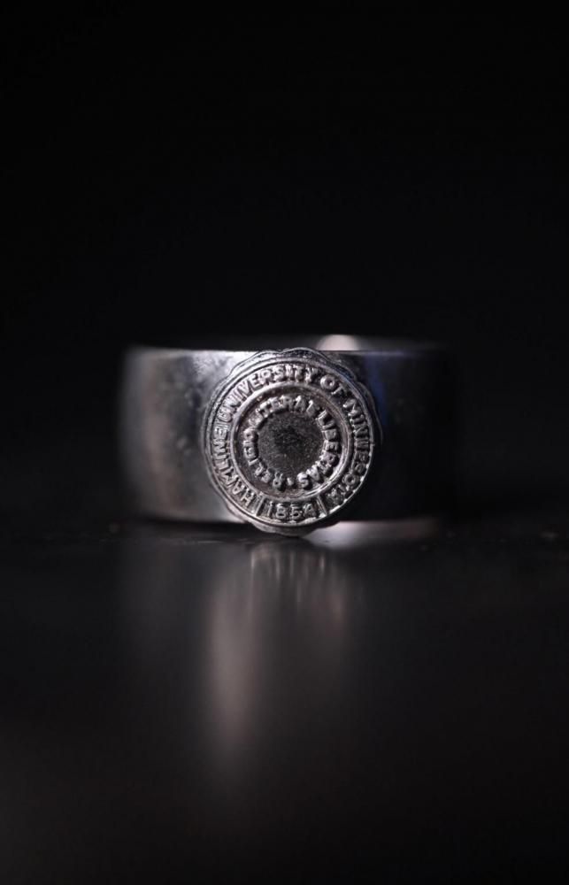Vintage silver college ring