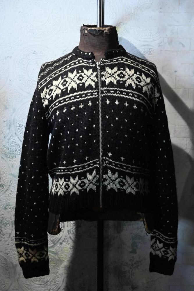 Canadian 1950's wool knit zip up cardigan