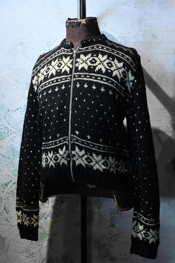 Canadian 1950's wool knit zip up cardigan