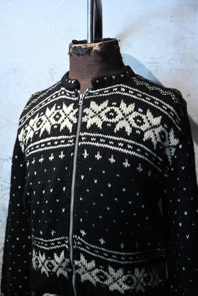 Canadian 1950's wool knit zip up cardigan