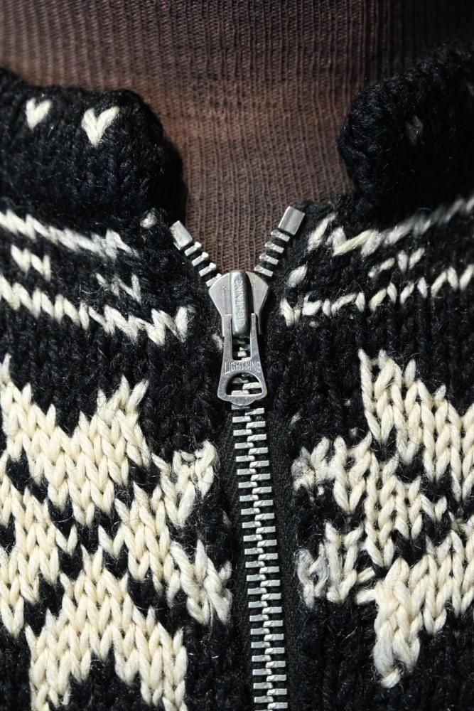 Canadian 1950's wool knit zip up cardigan