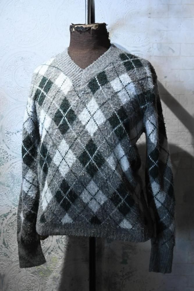 us 1960's "ARROW" argyle knit sweater