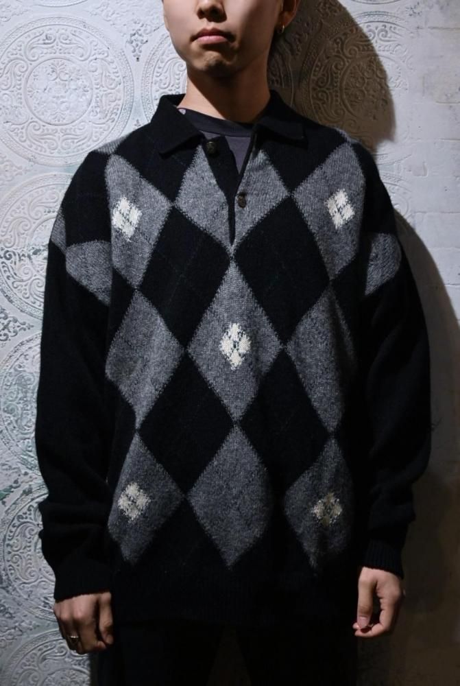 Italy 1970's argyle knit sweater