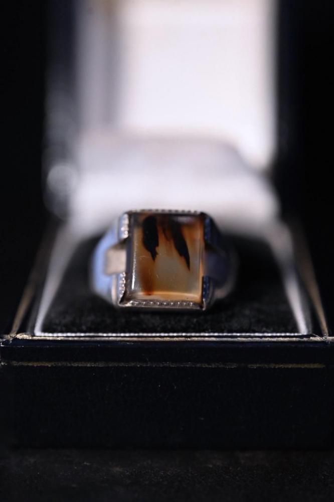 Vintage silver  agate ring 18

