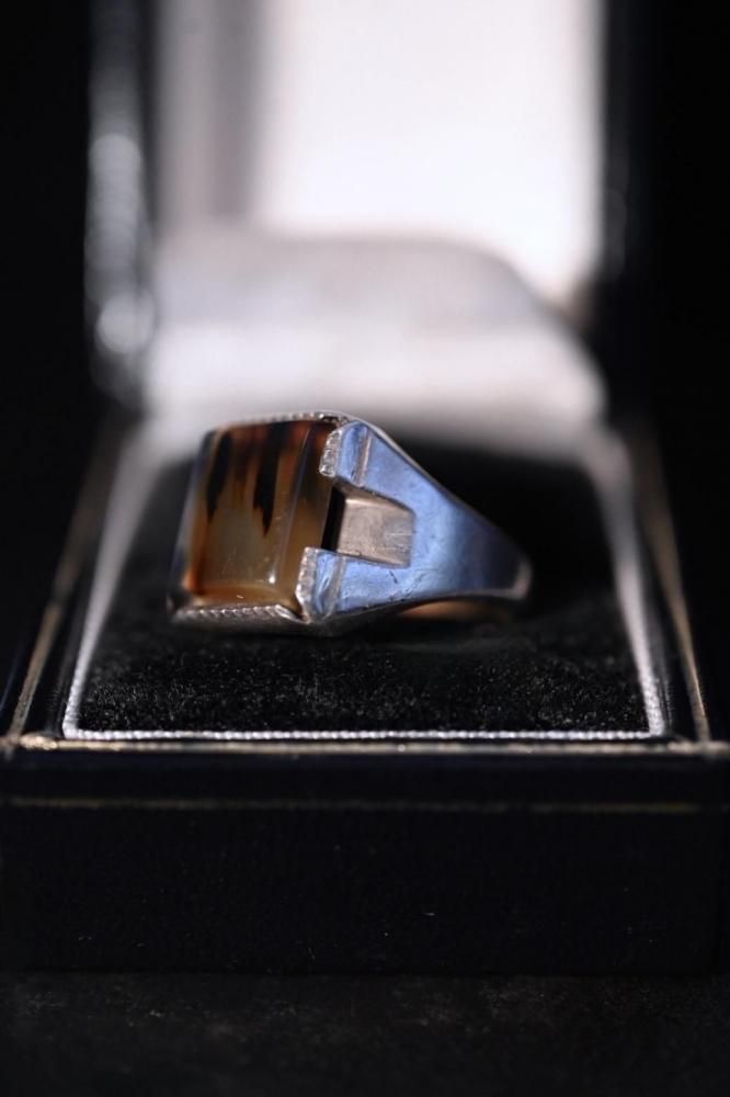 Vintage silver  agate ring 18
