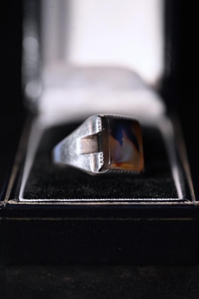 Vintage silver  agate ring 18
