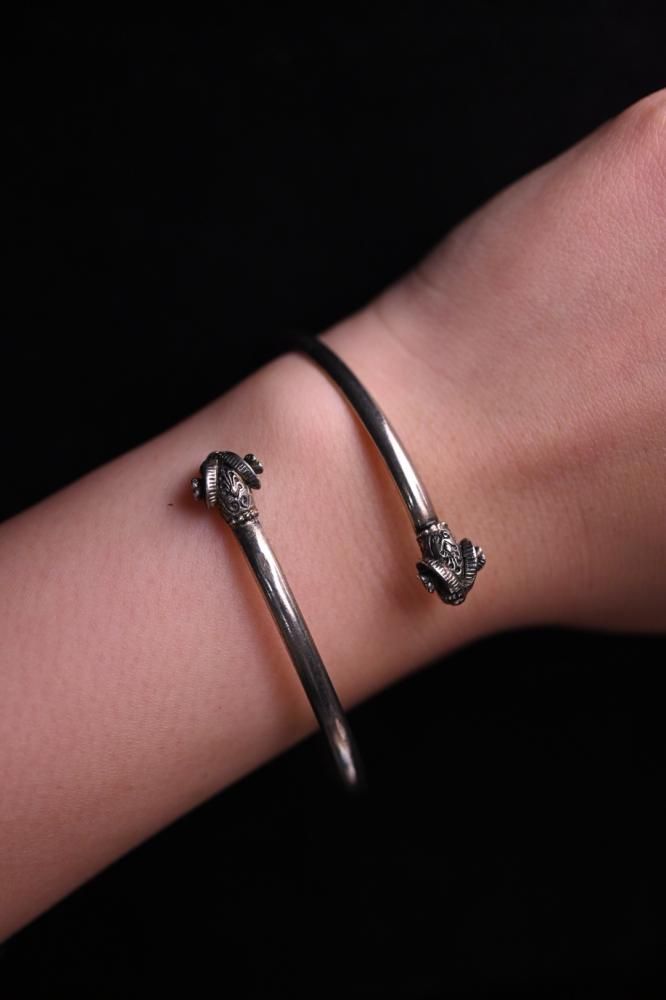 Vintage silver sheep bangle