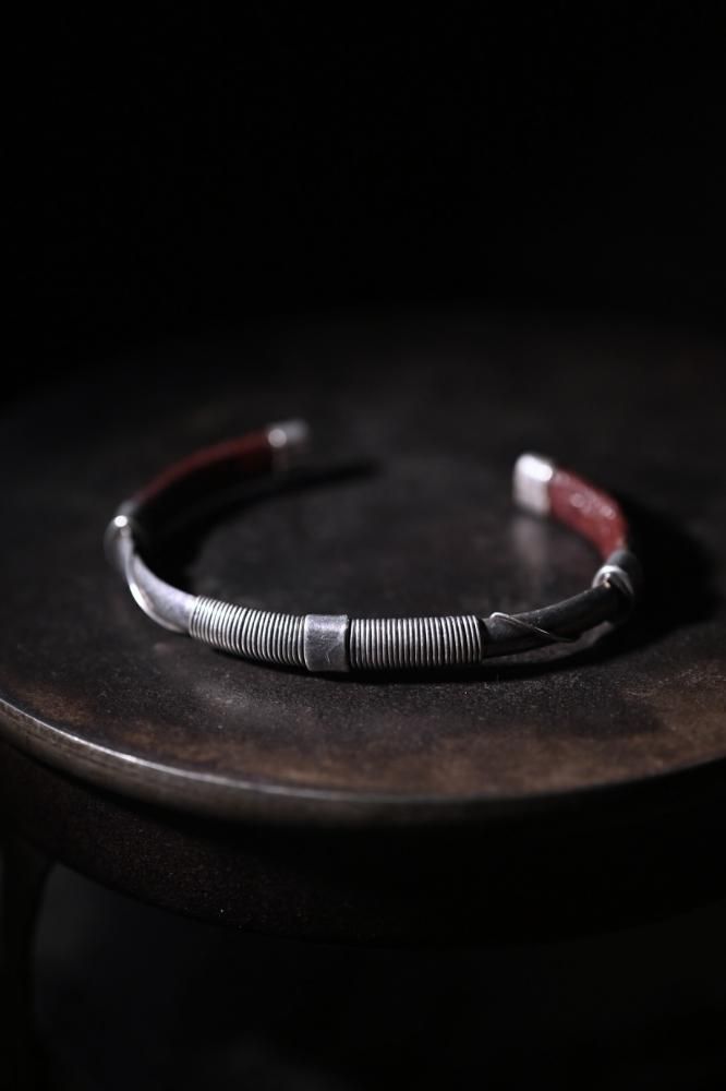 Vintage silver  leather bangle