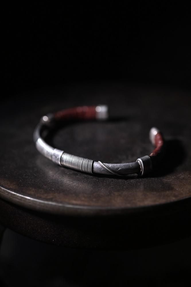 Vintage silver  leather bangle