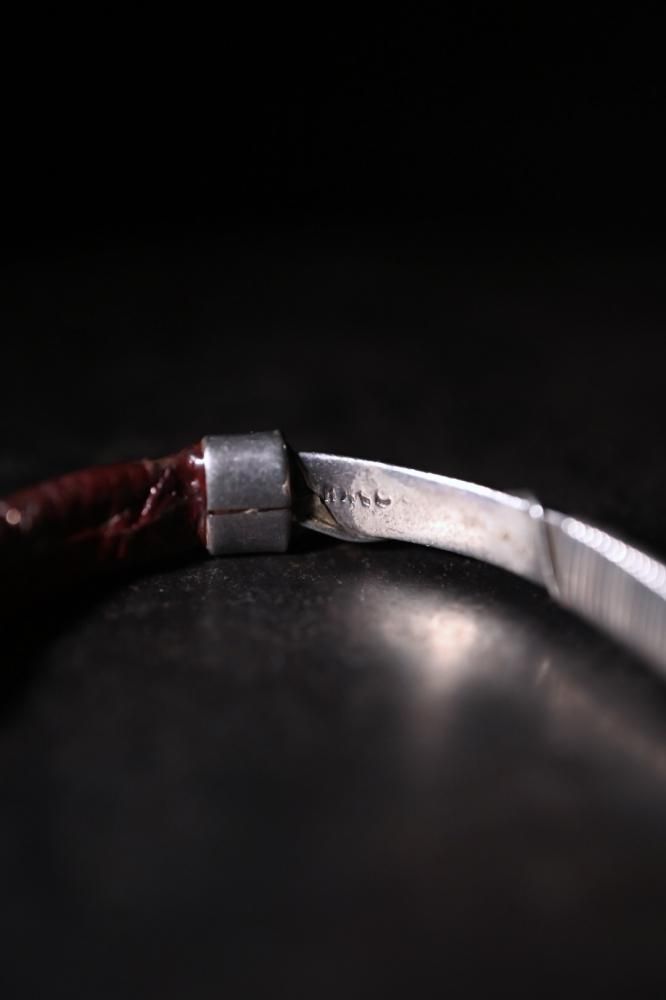 Vintage silver  leather bangle