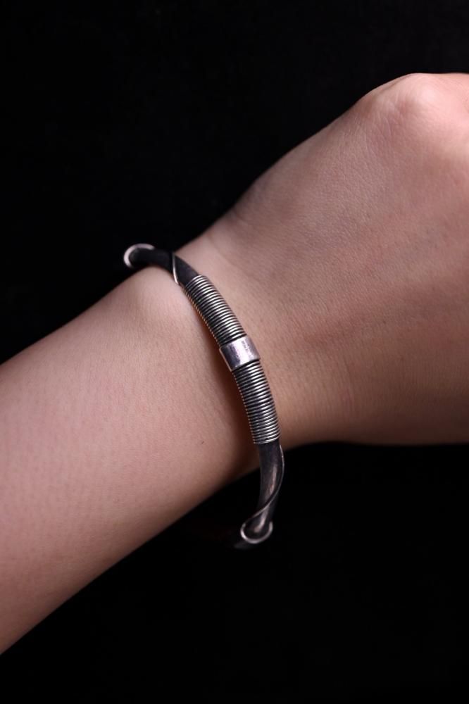 Vintage silver  leather bangle