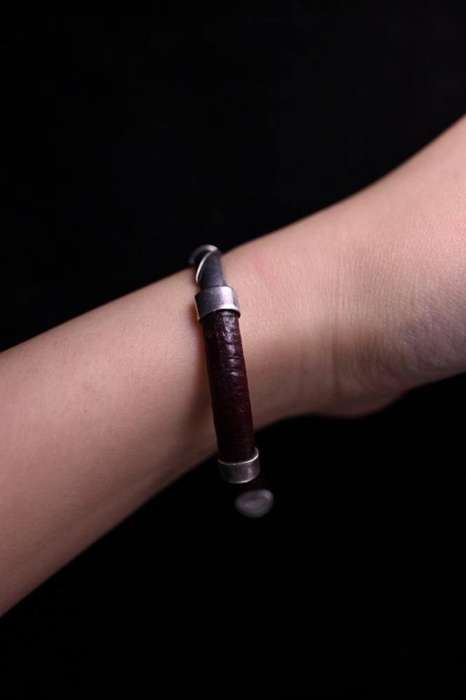 Vintage silver  leather bangle