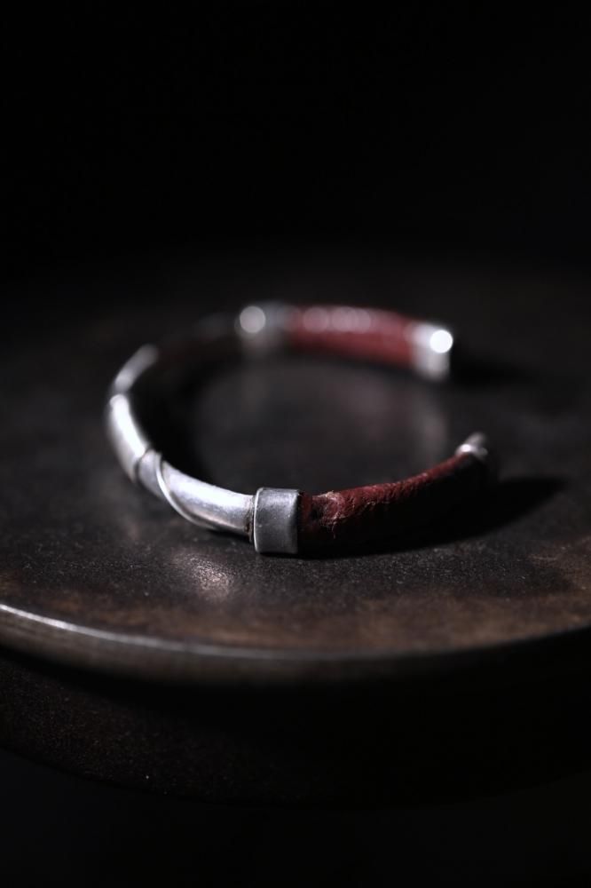 Vintage silver  leather bangle