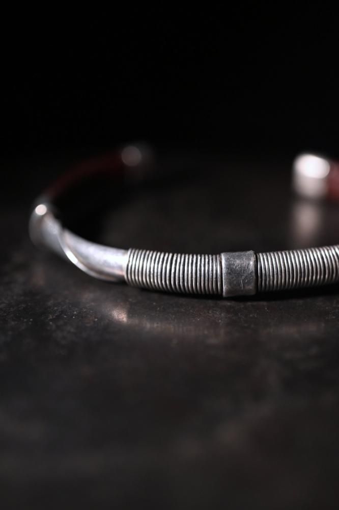 Vintage silver  leather bangle