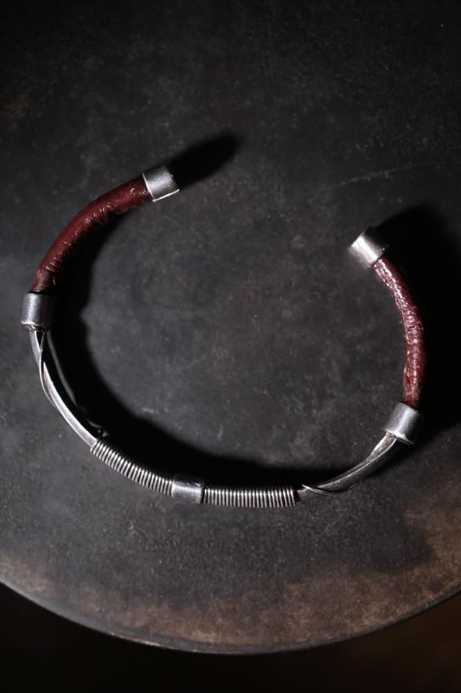Vintage silver  leather bangle