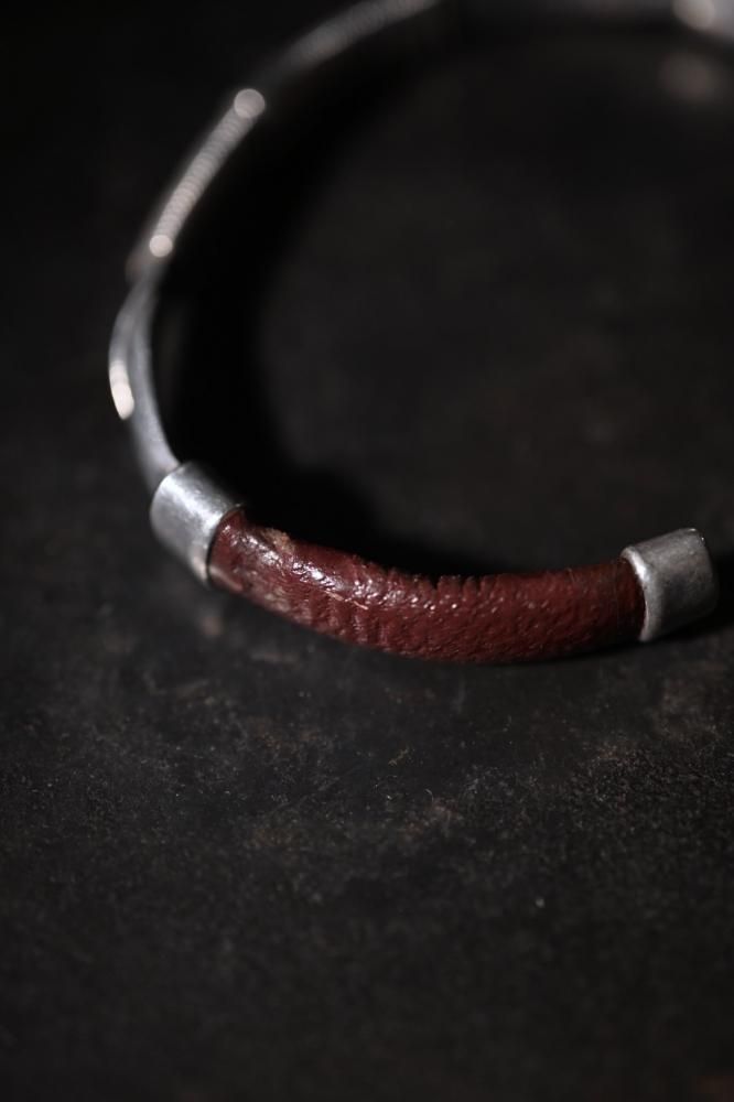 Vintage silver  leather bangle