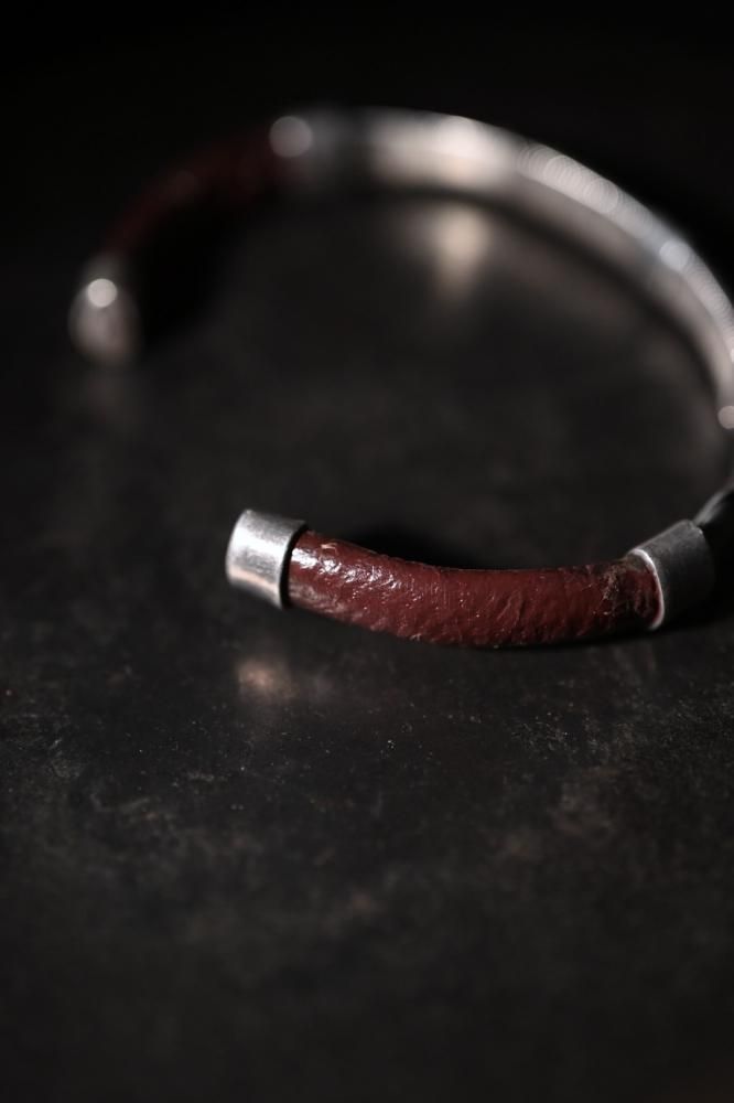 Vintage silver  leather bangle