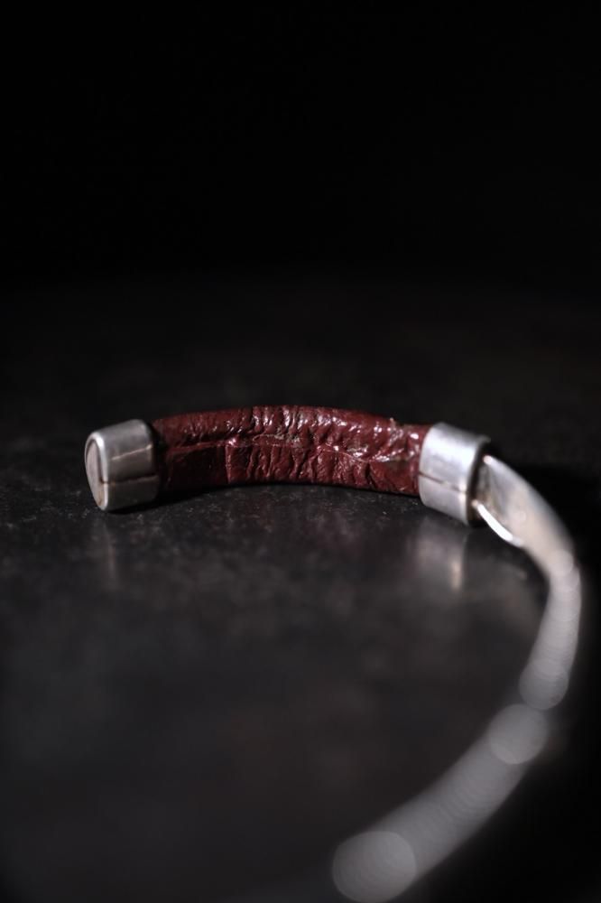 Vintage silver  leather bangle