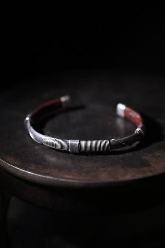 Vintage silver  leather bangle