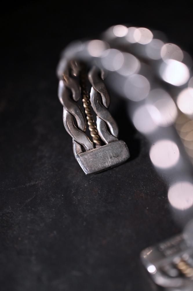 Mexico vintage silver  brass bangle