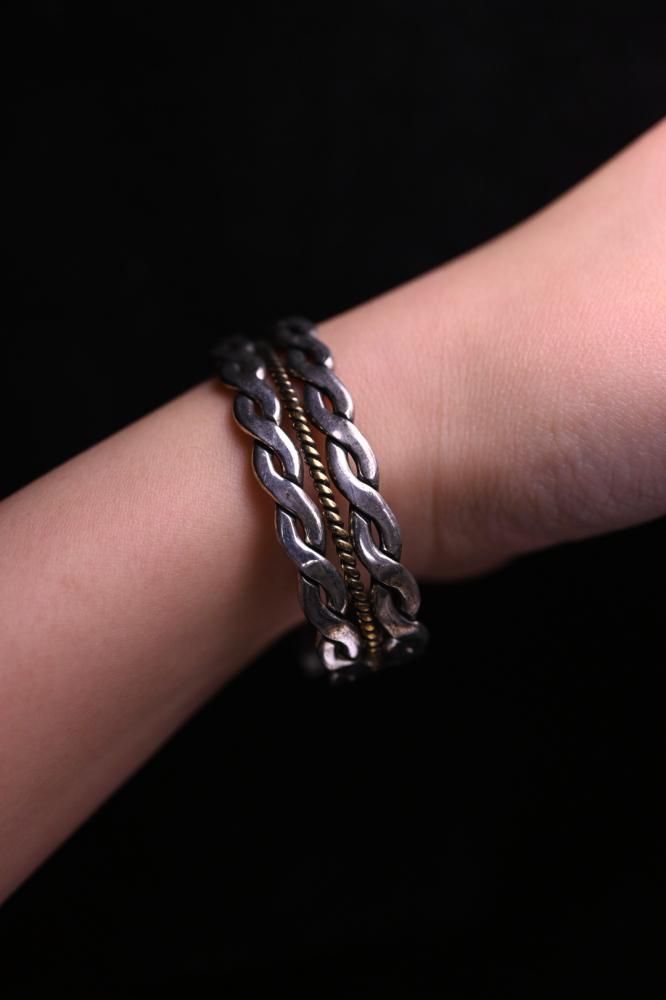 Mexico vintage silver  brass bangle