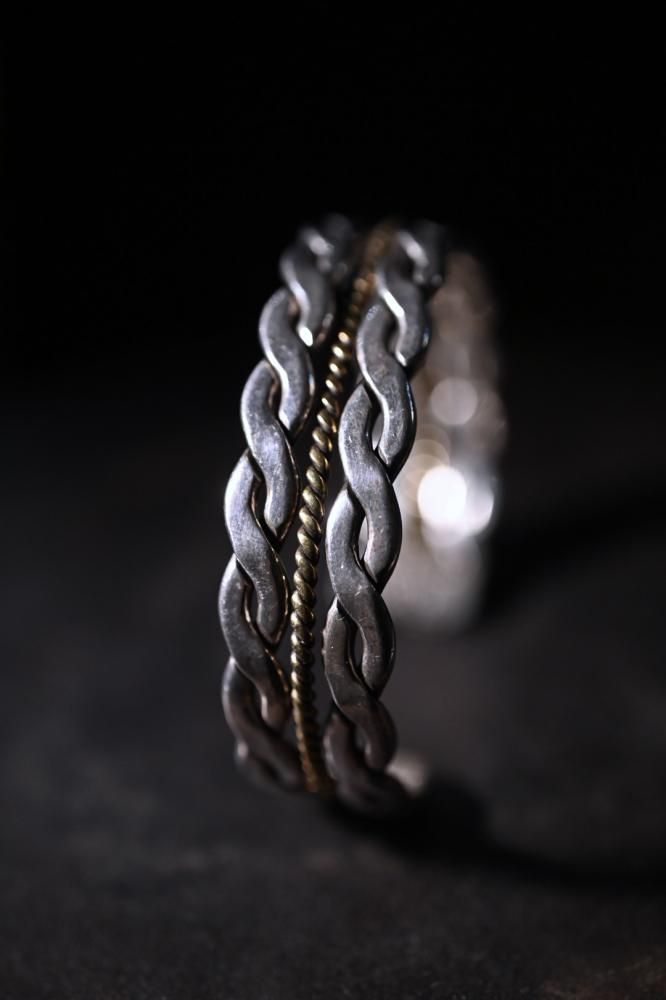 Mexico vintage silver  brass bangle