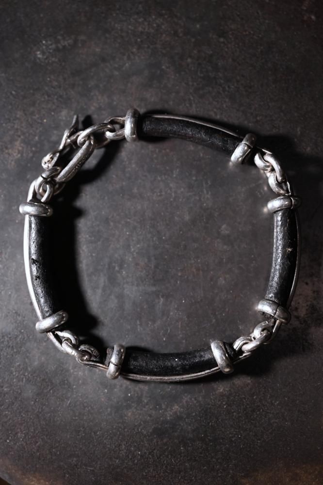 Vintage silver  leather bracelet